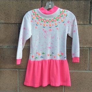 Vintage Paradise island Girl Dress Rad Hot Pink